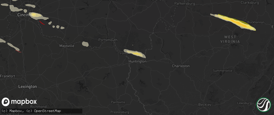 Hail map in Chesapeake, OH on July 21, 2026