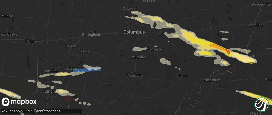Hail map in Circleville, OH on July 21, 2026