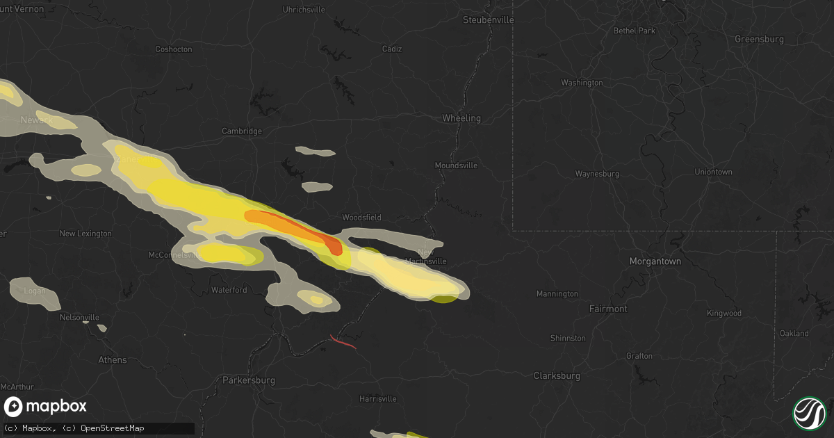 Hail map in Clarington, OH on July 21, 2026