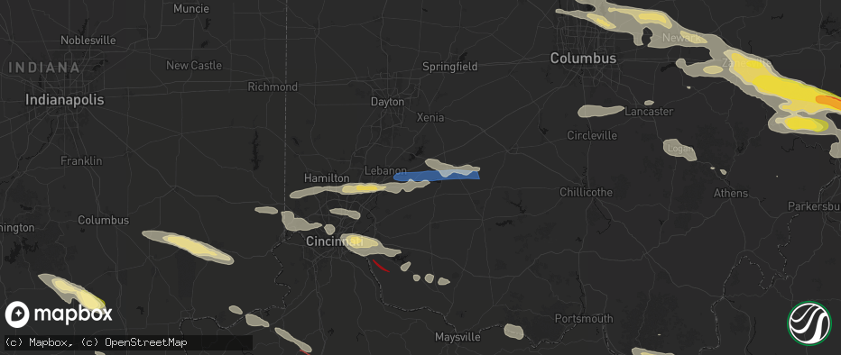 Hail map in Clarksville, OH on July 21, 2026