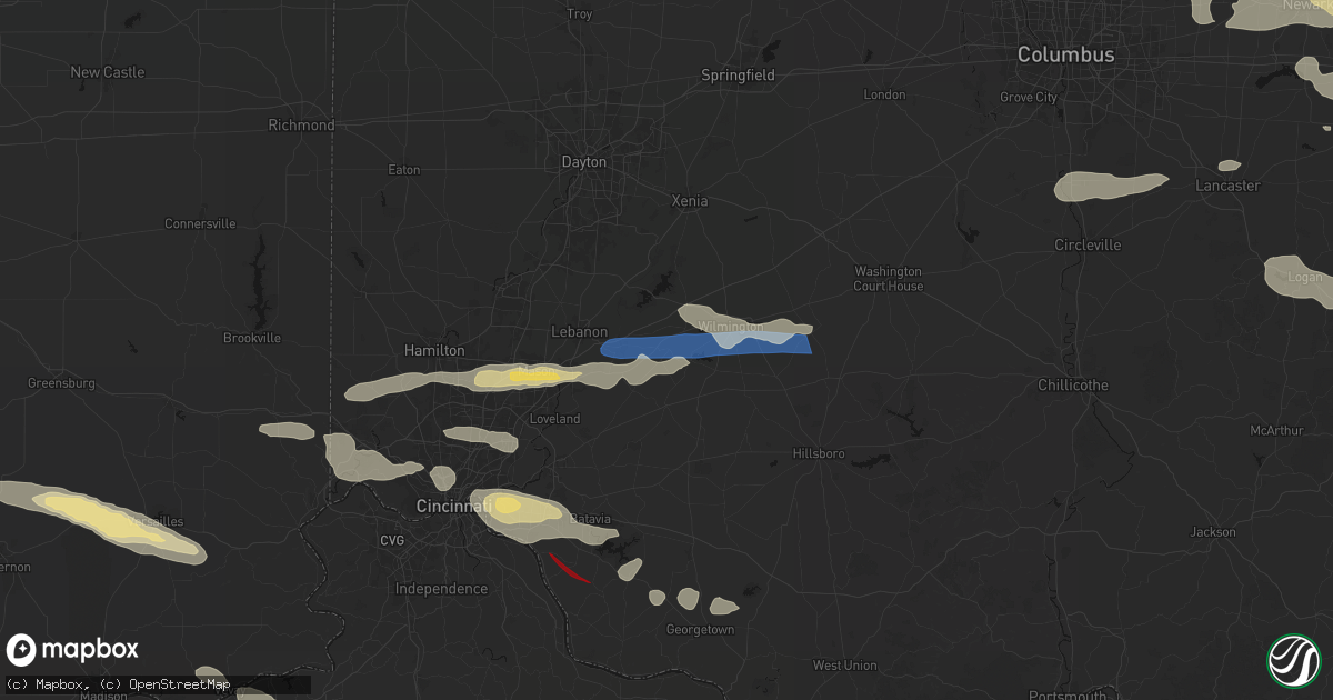 Hail map in Clarksville, OH on July 21, 2026