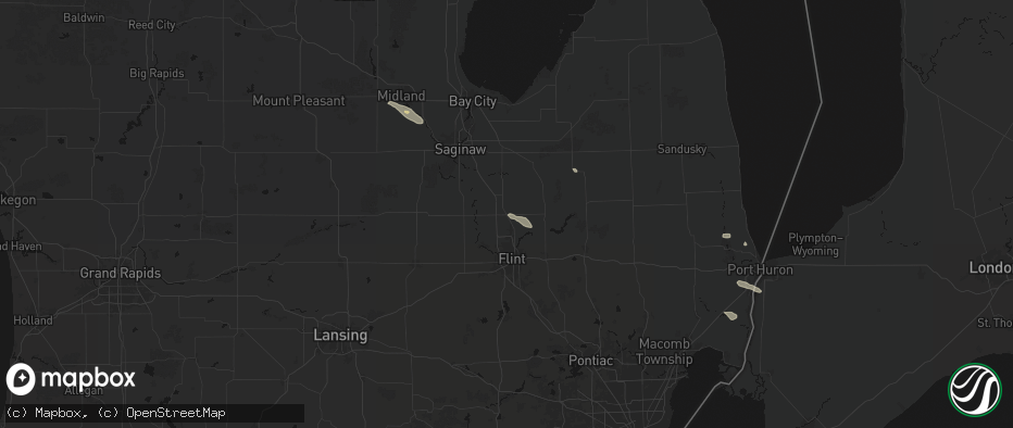 Hail map in Clio, MI on July 21, 2026