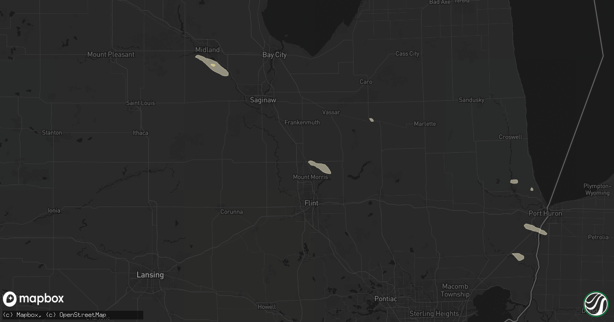 Hail map in Clio, MI on July 21, 2026