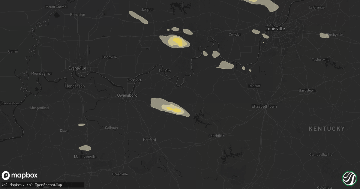 Hail map in Cloverport, KY on July 21, 2026