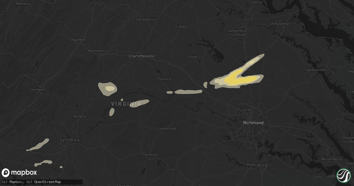 Hail map in Columbia, VA on July 21, 2026