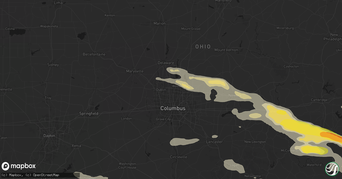 Hail map in Columbus, OH on July 21, 2026
