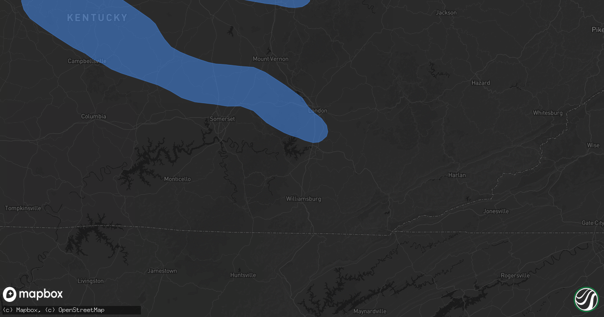 Hail map in Corbin, KY on July 21, 2026