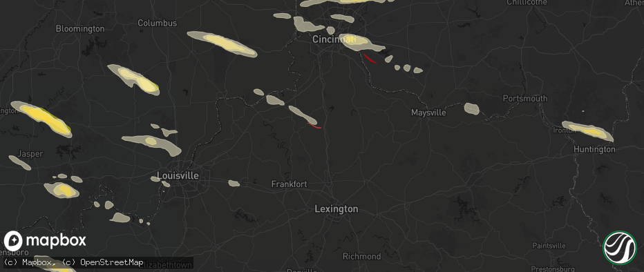 Hail map in Corinth, KY on July 21, 2026