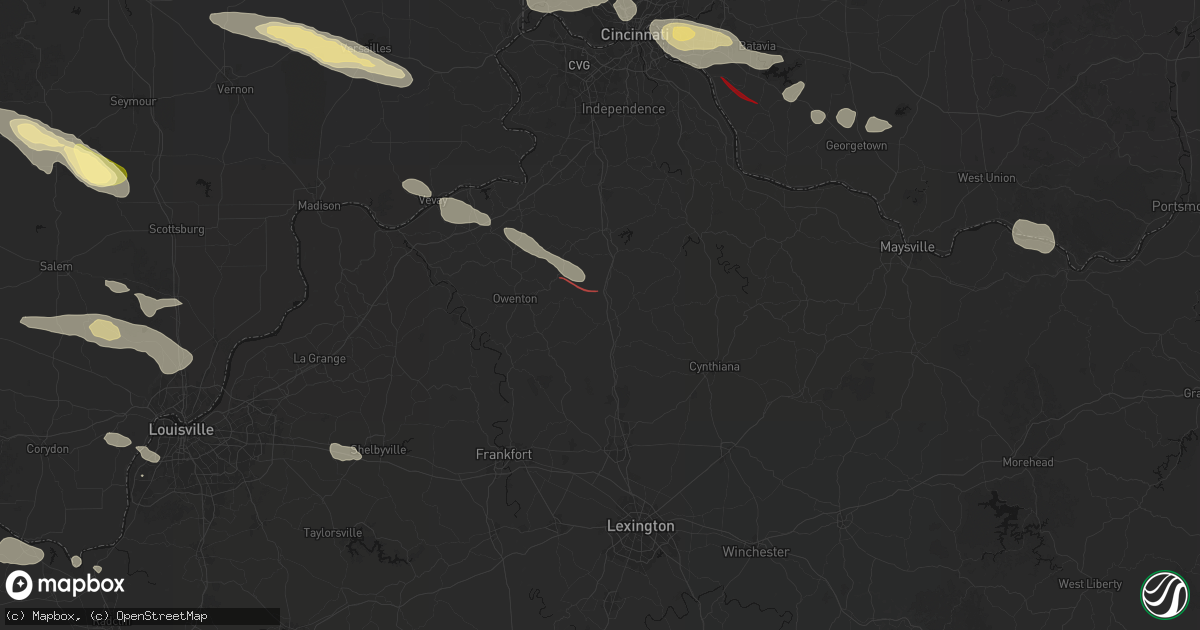 Hail map in Corinth, KY on July 21, 2026