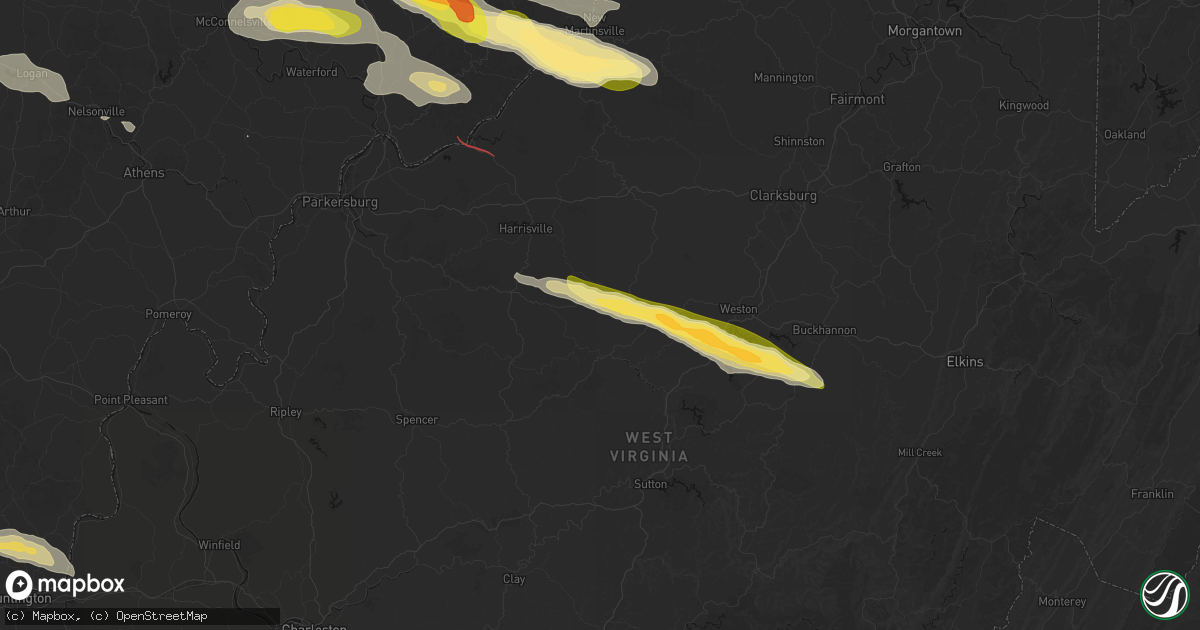 Hail map in Coxs Mills, WV on July 21, 2026