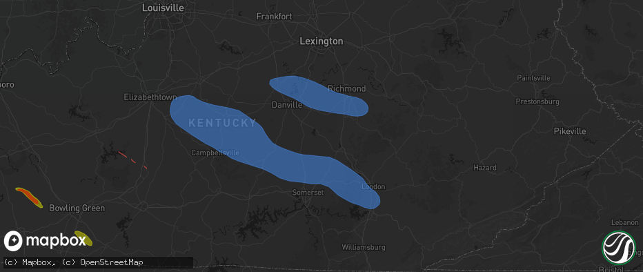 Hail map in Crab Orchard, KY on July 21, 2026