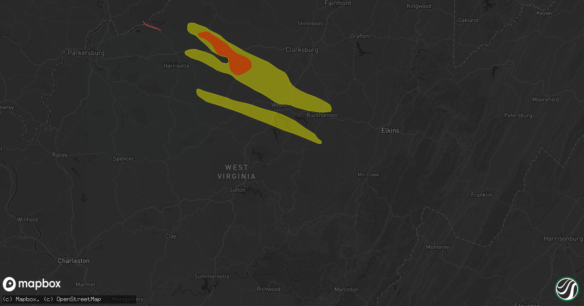 Hail map in Crawford, WV on July 21, 2026