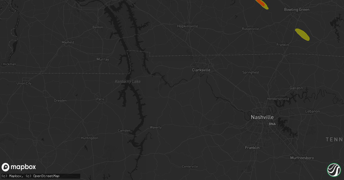 Hail map in Cumberland City, TN on July 21, 2026