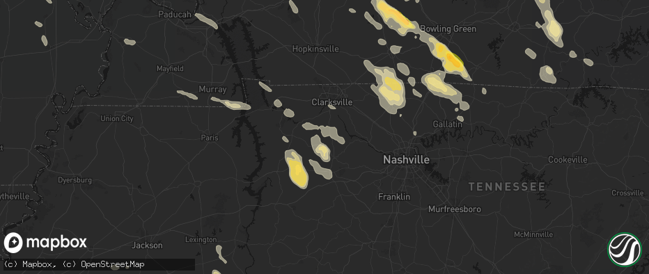 Hail map in Cumberland Furnace, TN on July 21, 2026