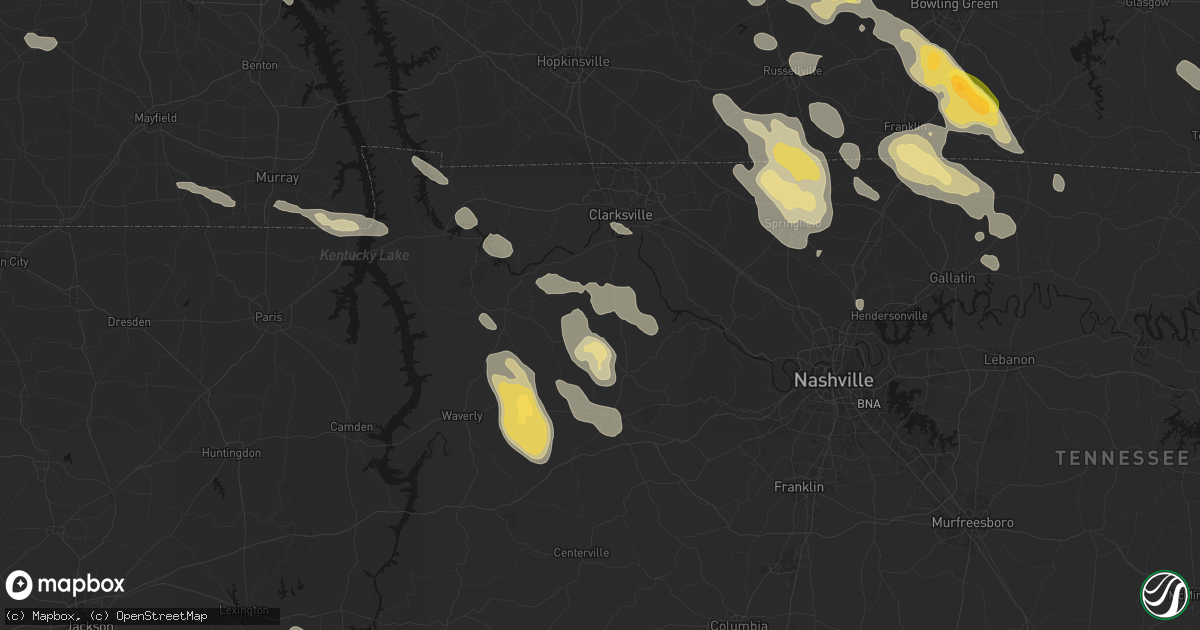 Hail map in Cumberland Furnace, TN on July 21, 2026