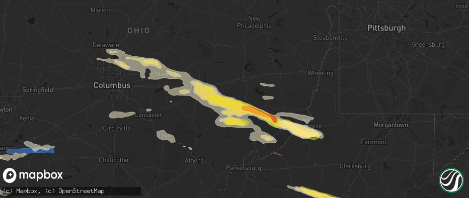 Hail map in Cumberland, OH on July 21, 2026