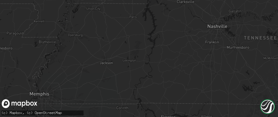 Hail map in Darden, TN on July 21, 2026