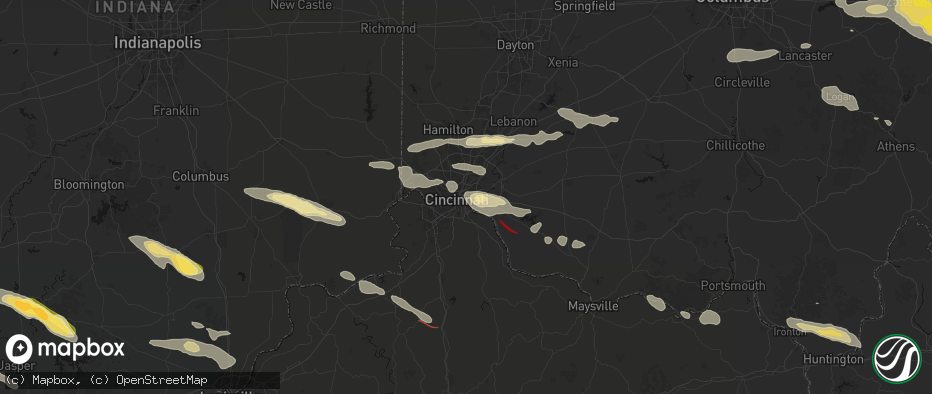 Hail map in Dayton, KY on July 21, 2026