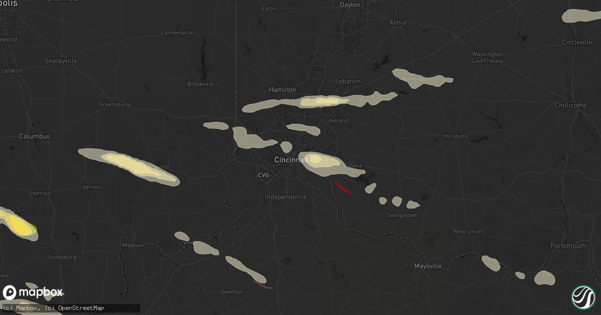 Hail map in Dayton, KY on July 21, 2026