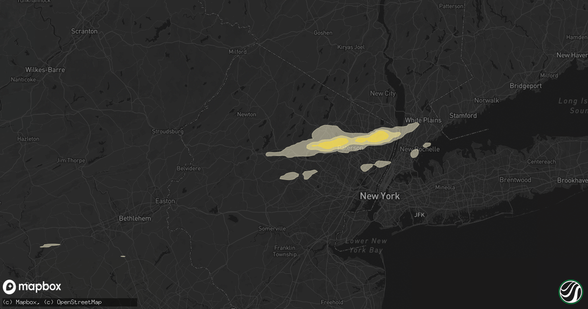 Hail map in Denville, NJ on July 21, 2026
