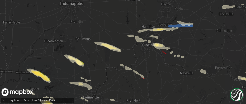 Hail map in Dillsboro, IN on July 21, 2026