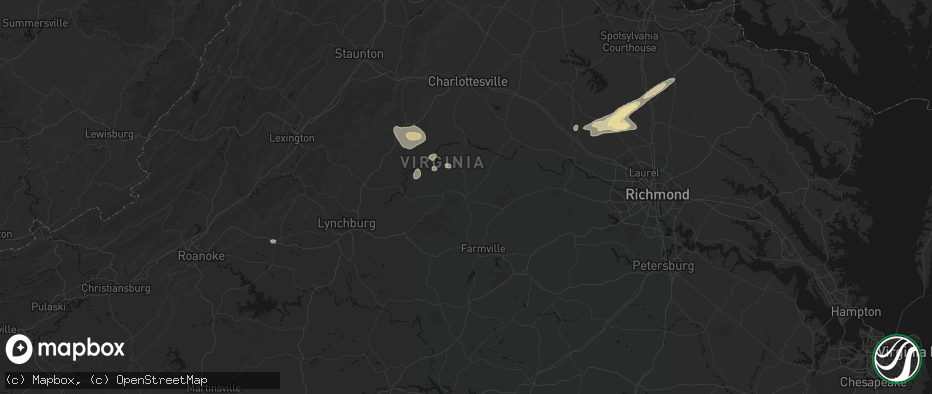 Hail map in Dillwyn, VA on July 21, 2026