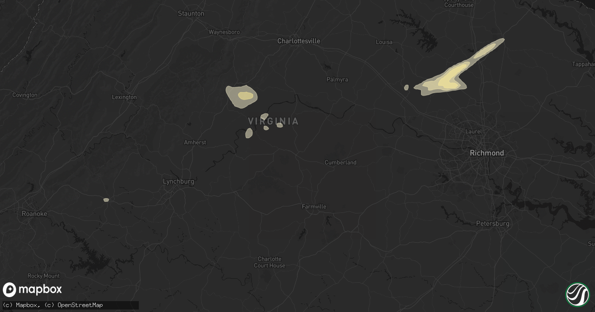 Hail map in Dillwyn, VA on July 21, 2026