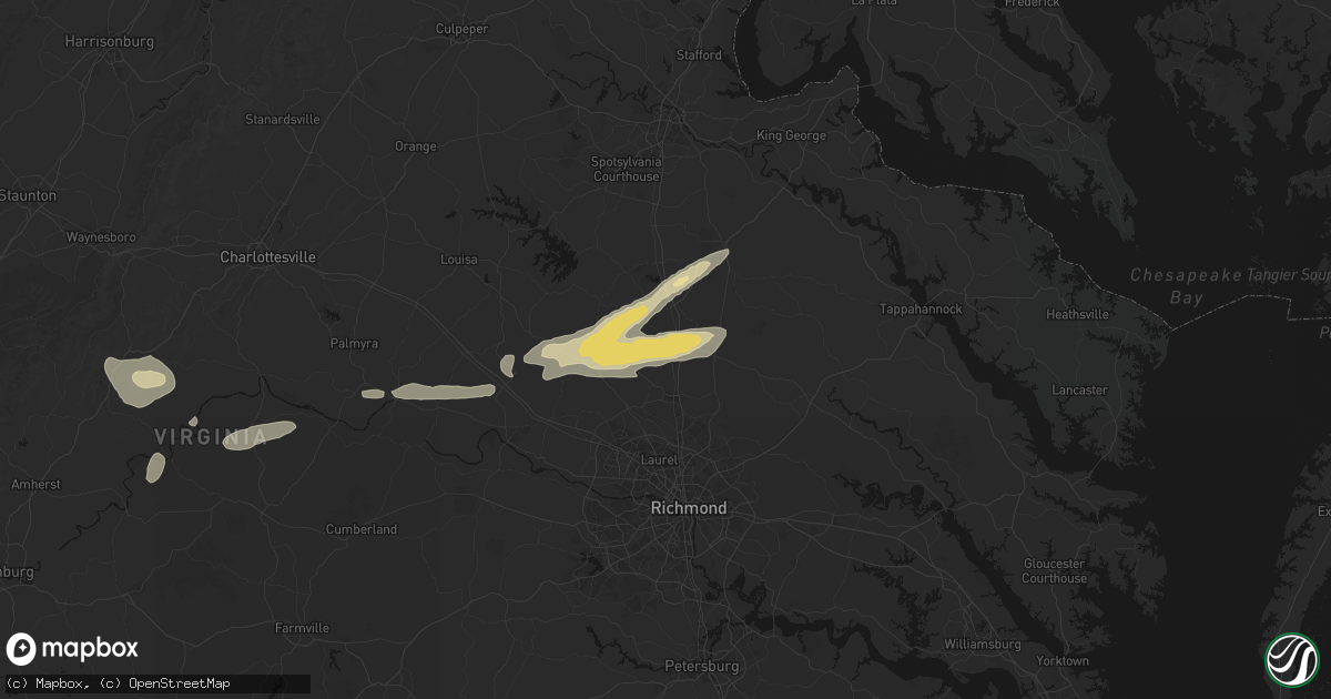 Hail map in Doswell, VA on July 21, 2026