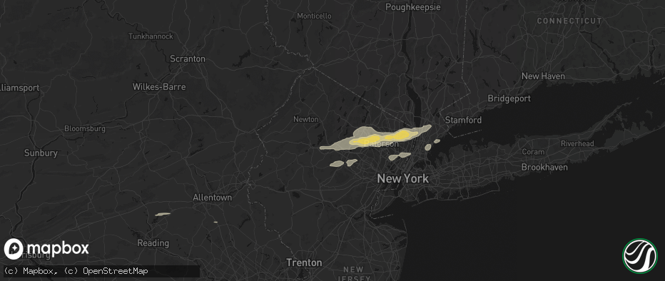 Hail map in Dover, NJ on July 21, 2026