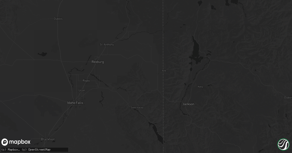 Hail map in Driggs, ID on July 21, 2026