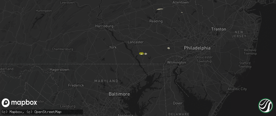 Hail map in Drumore, PA on July 21, 2026