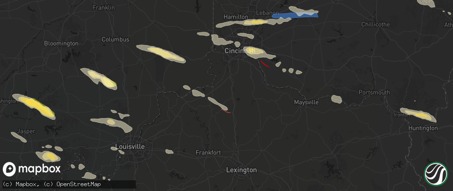 Hail map in Dry Ridge, KY on July 21, 2026