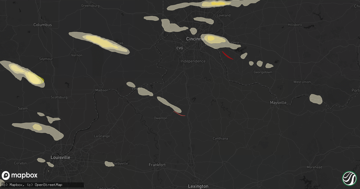 Hail map in Dry Ridge, KY on July 21, 2026