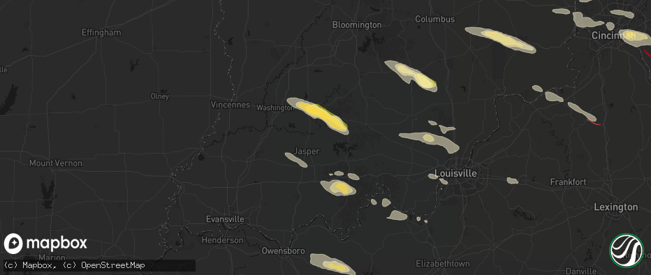 Hail map in Dubois, IN on July 21, 2026