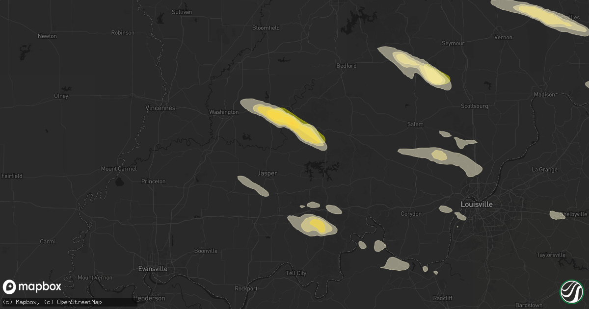 Hail map in Dubois, IN on July 21, 2026
