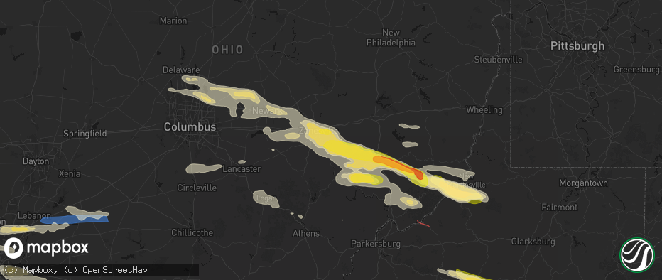 Hail map in Duncan Falls, OH on July 21, 2026