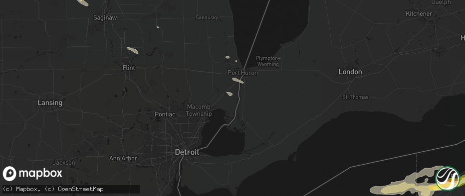 Hail map in East China, MI on July 21, 2026