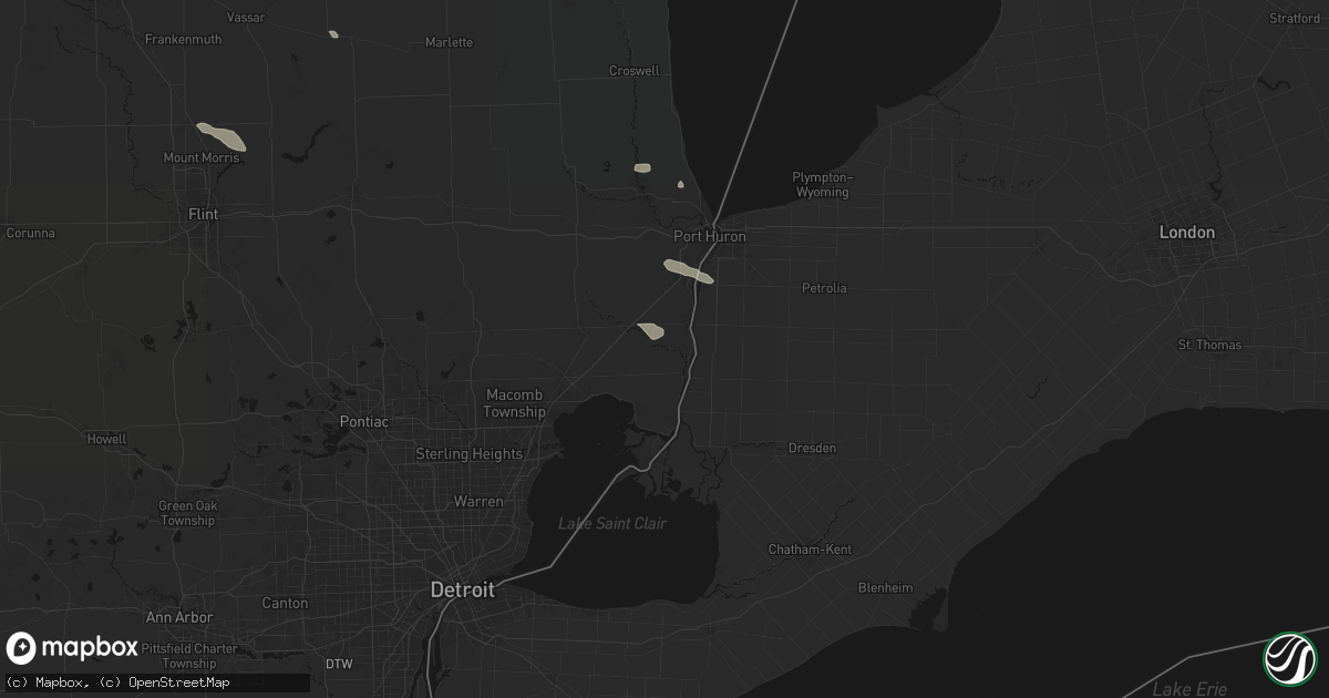 Hail map in East China, MI on July 21, 2026