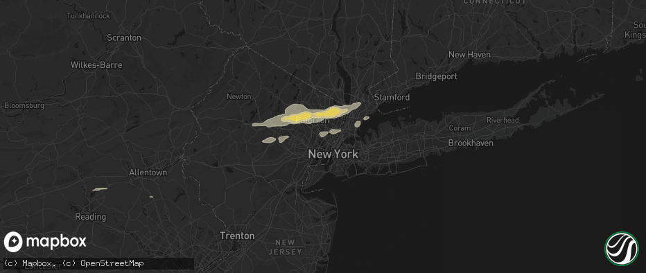 Hail map in East Rutherford, NJ on July 21, 2026