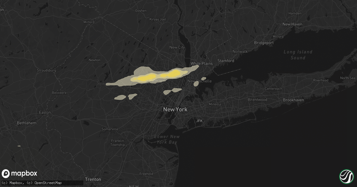 Hail map in Edgewater, NJ on July 21, 2026