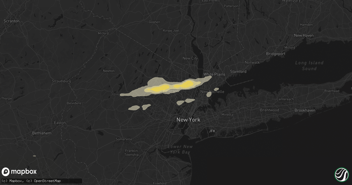 Hail map in Elmwood Park, NJ on July 21, 2026
