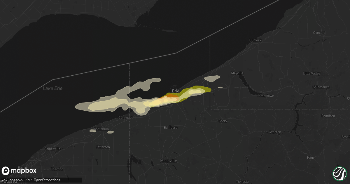 Hail map in Erie, PA on July 21, 2026