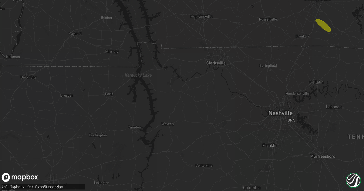 Hail map in Erin, TN on July 21, 2026