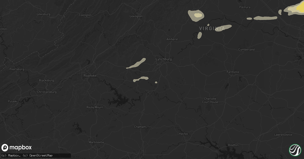 Hail map in Evington, VA on July 21, 2026