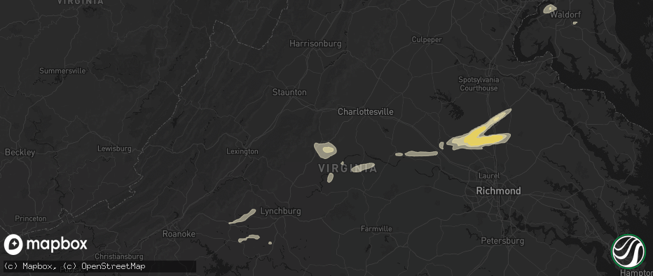Hail map in Faber, VA on July 21, 2026