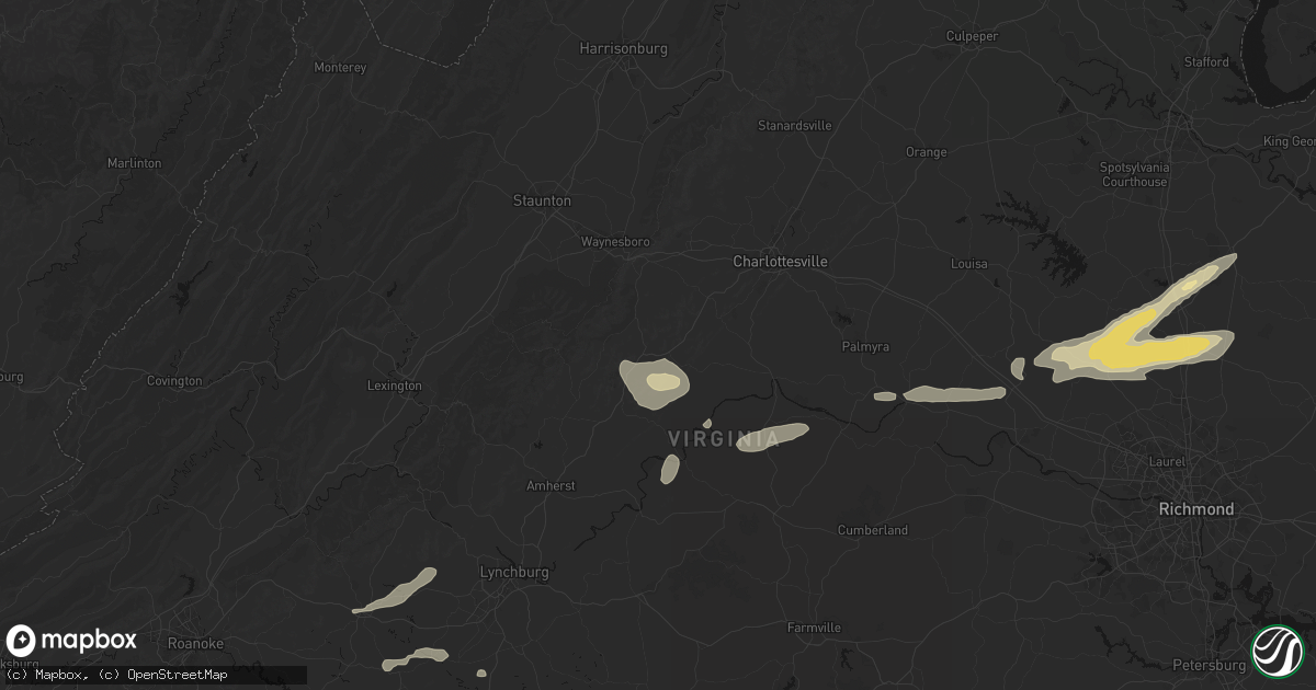 Hail map in Faber, VA on July 21, 2026