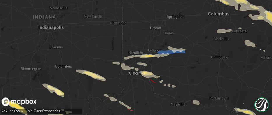 Hail map in Fairfield, OH on July 21, 2026
