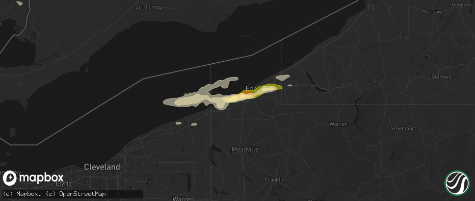 Hail map in Fairview, PA on July 21, 2026