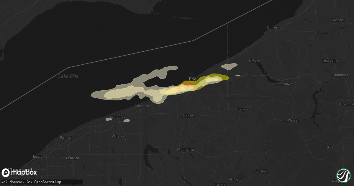 Hail map in Fairview, PA on July 21, 2026