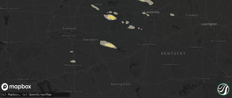 Hail map in Falls Of Rough, KY on July 21, 2026